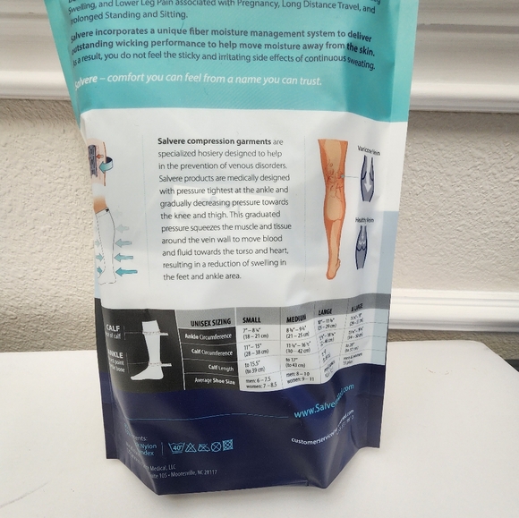 ❤️2/$15 Salvere Knee High, black Compression Closed Toe Unisex Socks, 20-30 mmHg - Picture 4 of 8